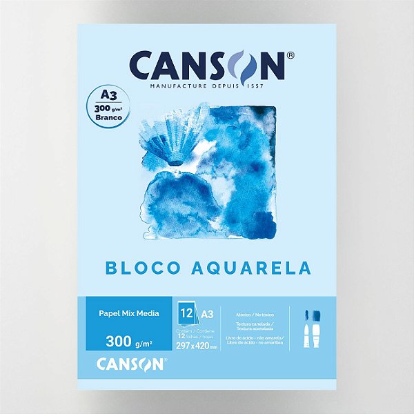 Bloco Aquarela Linha Técnica 300g A3 12 Folhas Canson