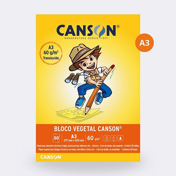 Bloco Papel Vegetal Escolar 60g A3 50 Folhas Canson