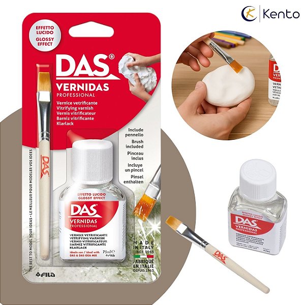 Verniz Protetivo Vitrificante 75ml DAS + Pincel Kit Artesanato Das Fila