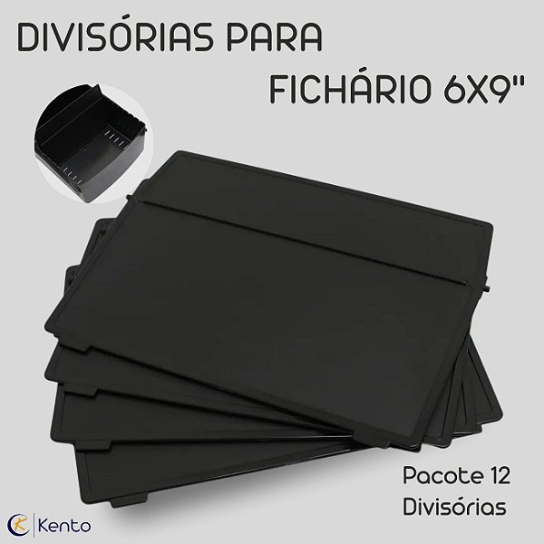 Divisória para Fichário 6x9" Preta Pacote com 12un Maxcrill