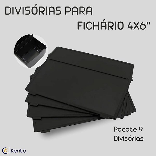 Divisória para Fichário 4x6" Preta Pacote com 9un Maxcrill