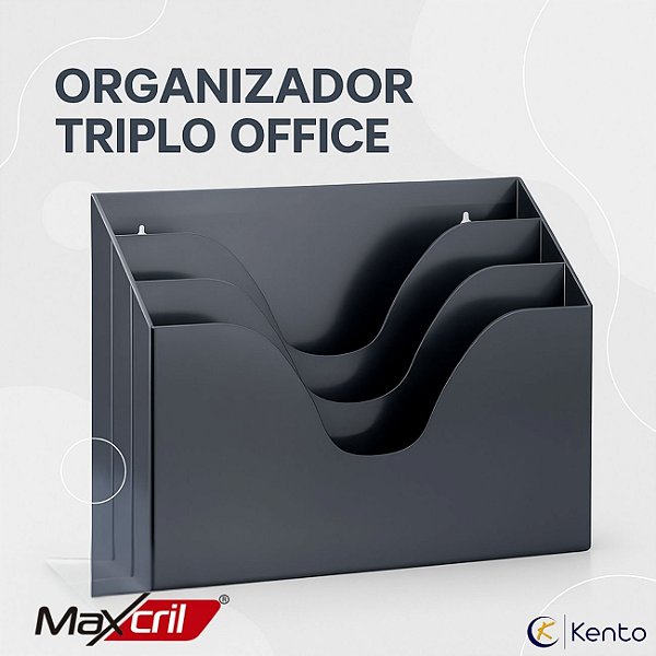 Organizador Triplo Home Office Vertical Preto Maxcril