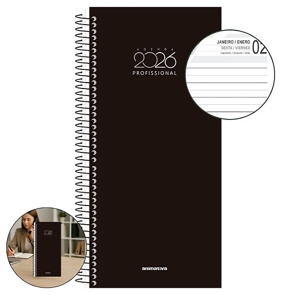 Agenda Anual 2026 Profissional Capa Dura 204 Folhas Espiral São Domingos para Clínicas Consultórios Salões