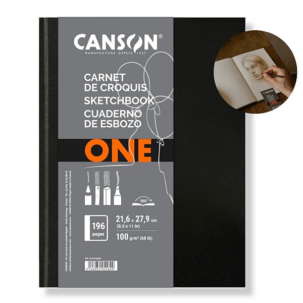Caderno Canson Sketchbook One 98fls Grande A4 21,6 x 27,9cm Gramatura 100g