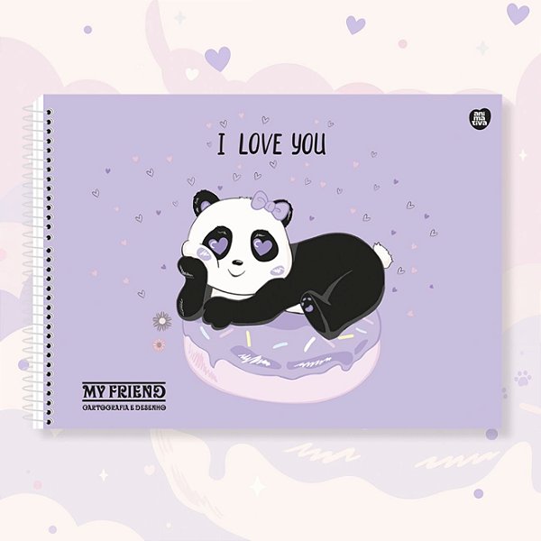 Caderno de Desenho 60fls Capa Dura My Friend Panda 2026 São Domingos / Animativa