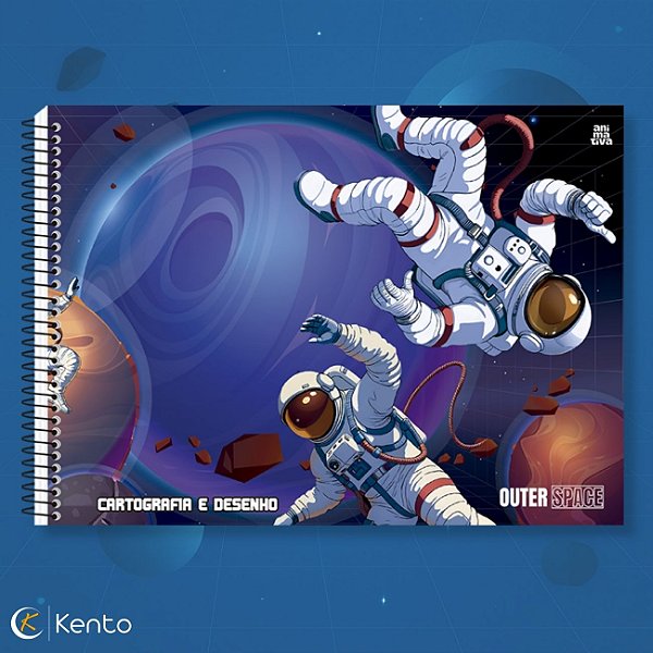 Caderno de Desenho 60fls Capa Dura Astronauta Outer Space 2026 São Domingos / Animativa
