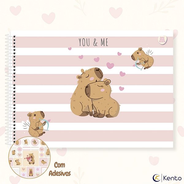 Caderno de Desenho 60fls Capa Dura Capivara CapyCutie 2026 São Domingos / Animativa