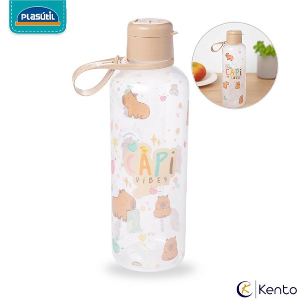 Garrafa Abre Fácil Decorada Capivara 970ml Plasútil