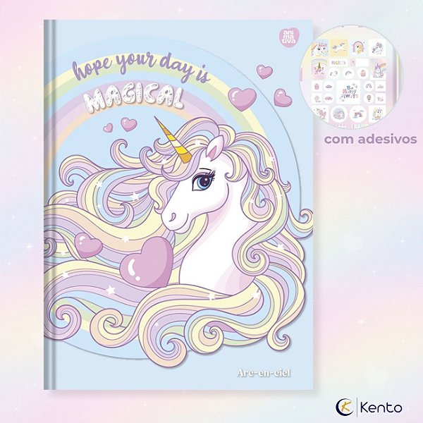 Caderno Brochura 80fls Capa Dura Unicórnio Arc-en-ciel 2026 São Domingos / Animativa