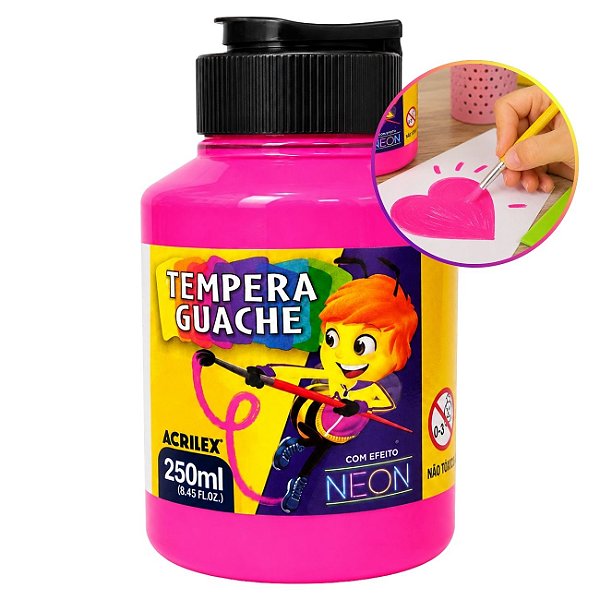Tinta Tempera Guache 250ml Neon Maravilha Rosa Pink - Acrilex