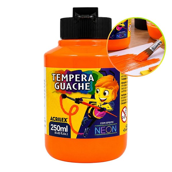 Tinta Tempera Guache 250ml Neon Laranja - Acrilex