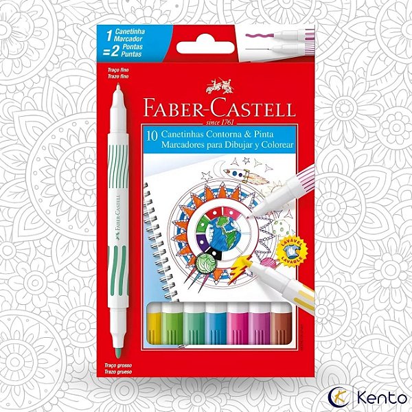 Canetinha Hidrográfica Dupla Ponta 10 Cores Faber-Castell