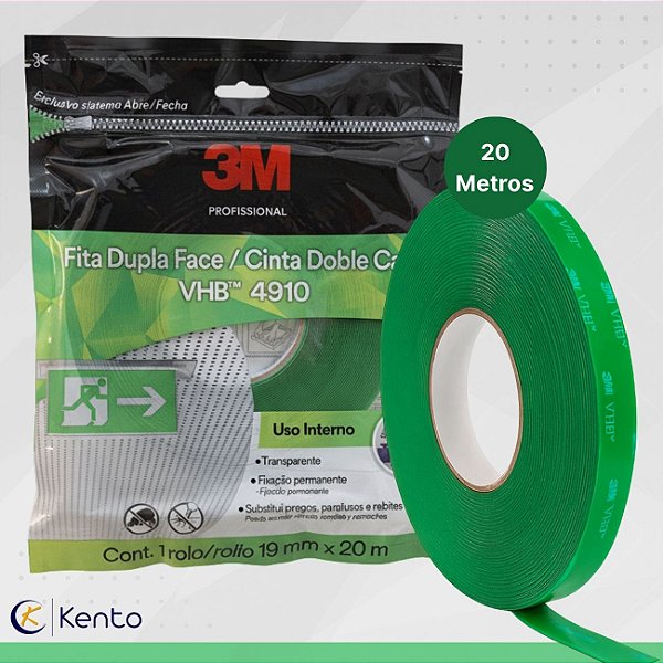 Fita VHB Dupla Face de Adesivo 4910 Transparente FlowPack 19mm x 20m 3M