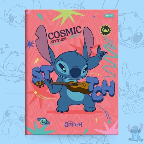 Caderno Brochura 80fls Capa Dura Stitch 2026 com Pauta Foroni