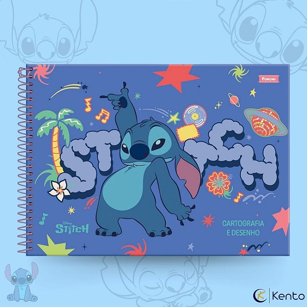 Caderno de Desenho 80fls Capa Dura Stitch 2026 Foroni Escolar