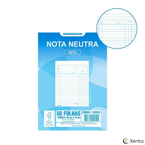 Nota Neutra 103x142mm Azul 50 folhas Cód. 10059 - São Domingos