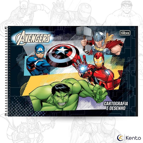 Caderno de Desenho 80fls Capa Dura Avengers Vingadores Marvel 2026 Tilibra
