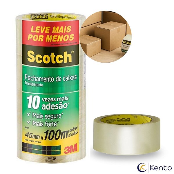 Fita para Empacotamento Transparente 45x100m Scotch Pct c/4 - 3M