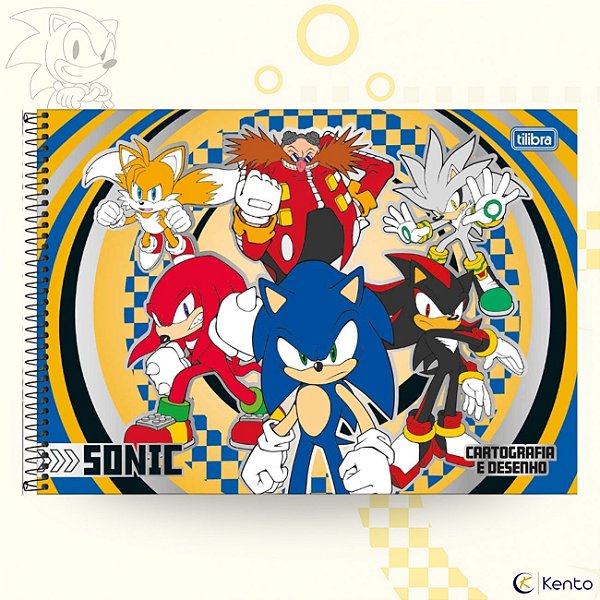 Caderno de Desenho Sonic Capa Dura 2026 80 folhas Tilibra