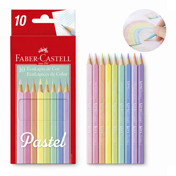Lápis de Cor Ecolápis Tons Pasteis 10 Cores Triangular 10 Cores Faber-Castell