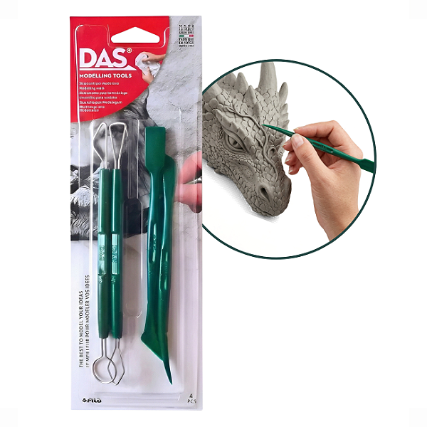 Kit Ferramentas P/ Modelagem Das Modelling Tools Blister 4 Peças