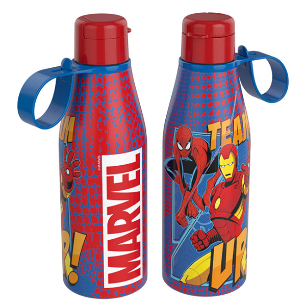 Garrafa Infantil Avengers 530ml com Tampa Abre Fácil Plasútil