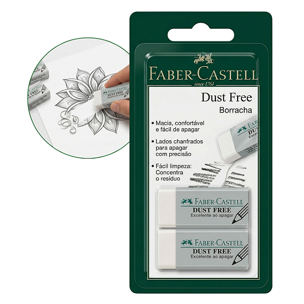 Borracha Técnica Dust Free Faber-Castell Blister com 2 Unidades