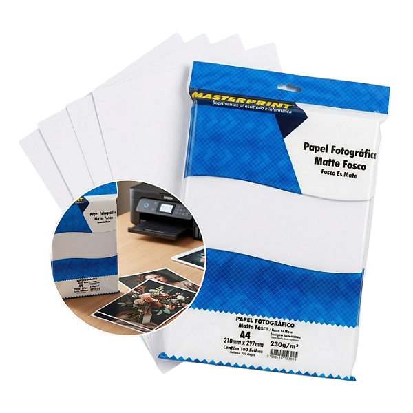 Papel Fotográfico Matte Fosco A4 230g Masterprint - 100 Folhas