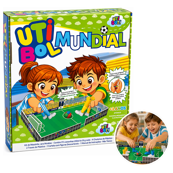Brinquedo UTIBOL Massinha Que Pula Kit Mundial 9 peças UtiGuti