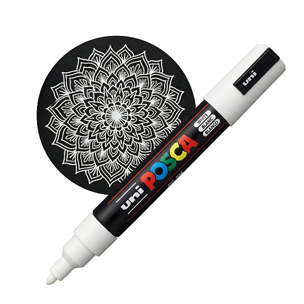 Caneta Posca Uniball PC-5M Branca 2,5mm – Marcador Permanente