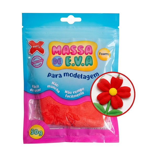 Massa EVA Make+ 50g Vermelho Foamy Macia Para Modelagem