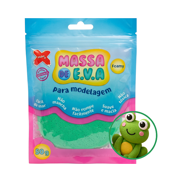 Massa EVA Make+ 50g Verde Foamy Macia Para Modelagem