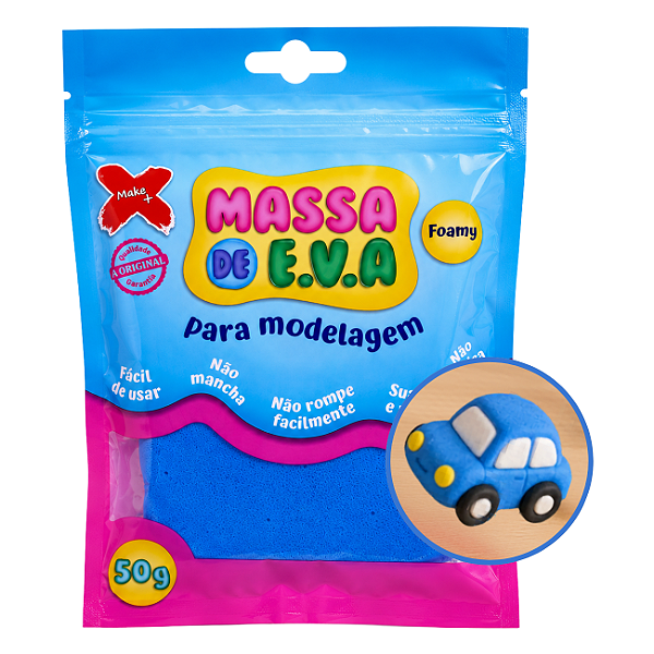 Massa EVA Make+ 50g Azul Foamy Macia Para Modelagem