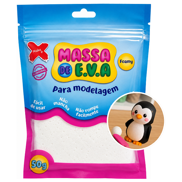 Massa EVA Make+ 50g Branca Foamy Macia Para Modelagem