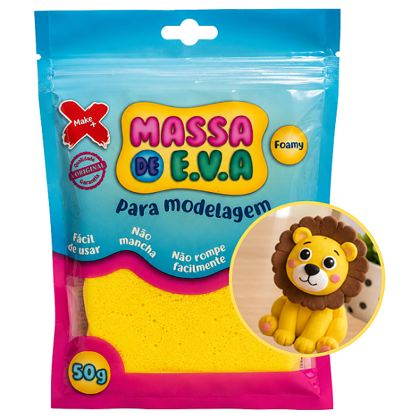 Massa EVA Make+ 50g Amarelo Foamy Macia Para Modelagem