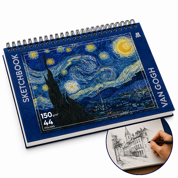 Caderno Sketchbook Animarte A4 com 44 Folhas e Papel com Gramatura 150g Capa Dura Animativa