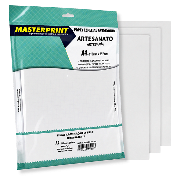 Filme para Laminação a Frio Transparente A4 140g 10 Folhas Masterprint