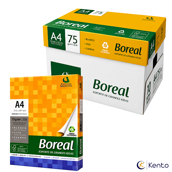 Papel Sulfite A4 75g Caixa com 10 Resmas de 500fls - Boreal