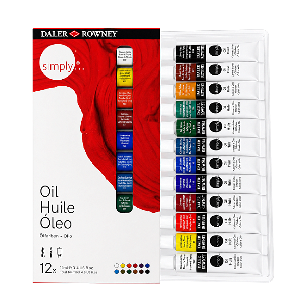 Kit Estojo Tinta a Óleo Daler Rowney Simply 12 Cores 12ml Profissional