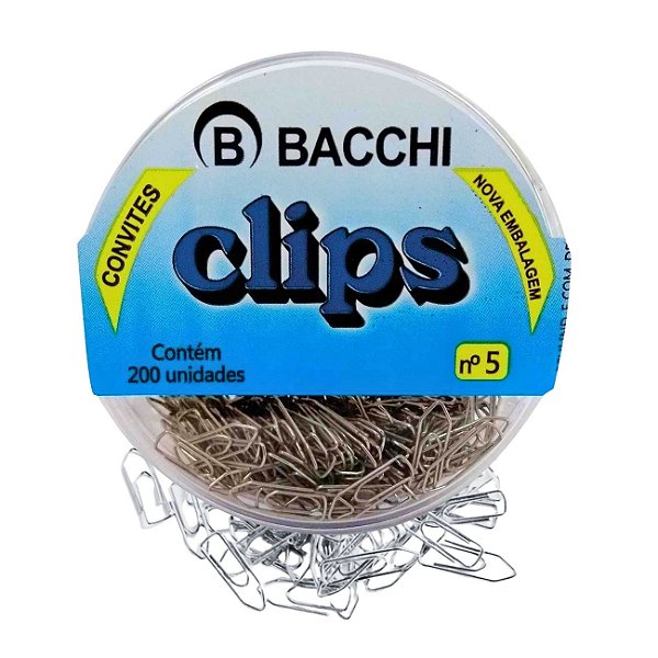 Clips Niquelado Nº5 200 Unidades Aço Bacchi