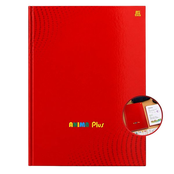 Caderno Brochura 96 folhas Capa Dura Vermelho Anima Plus com Adesivo Animativa
