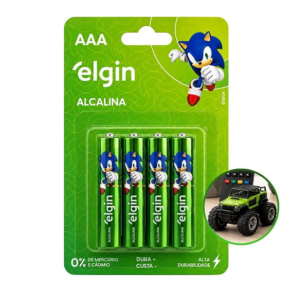 Pilha Alcalina AAA Elgin 1,5V Cartela com 4 Unidades Alta Durabilidade e Economia