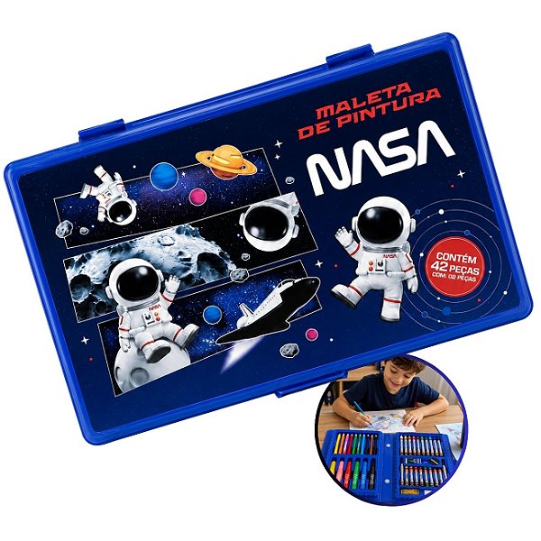 Maleta de Pintura Coleção NASA 42 Peças Infantil Escolar Tilibra