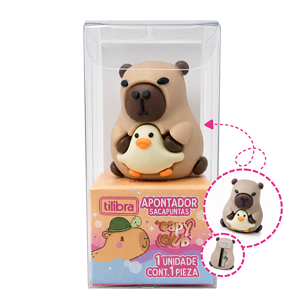 Apontador Escolar 1 Furo CapyClub Capivara Tilibra