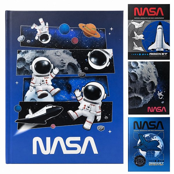 Caderno Brochura 80 Folhas Capa Dura NASA Pautado com Adesivos Tilibra