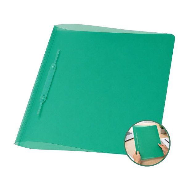 Pasta com Grampo Trilho Plástica PP Cor Verde ACP