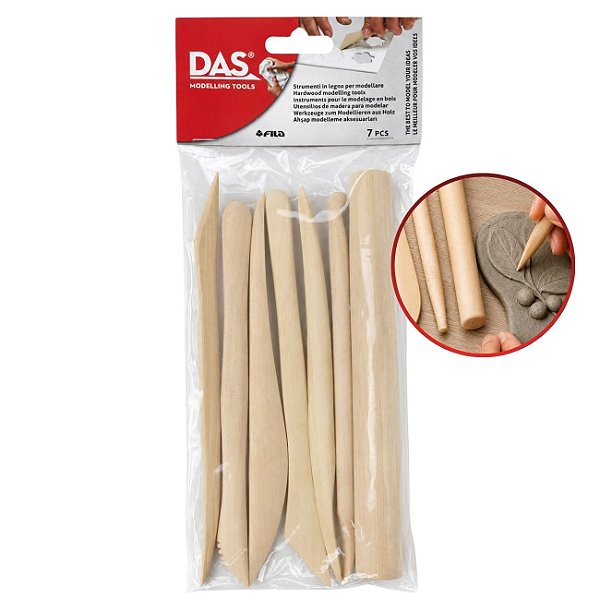 Kit Ferramentas para Modelagem DAS Modelling Tools em Madeira 7 Peças
