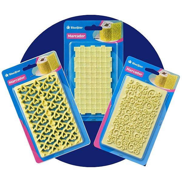 Kit Marcadores para Massa de Modelar 3un Coração Cesta Arabesco para Artesanato Pasta Americana Biscuit e Confeitaria