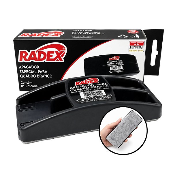 Apagador para Quadro Branco com suporte para 2 marcadores Radex