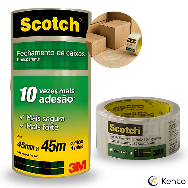 Fita Empacotamento Transparente 5802 45x45m Scotch Pct 4 Rolos - 3M